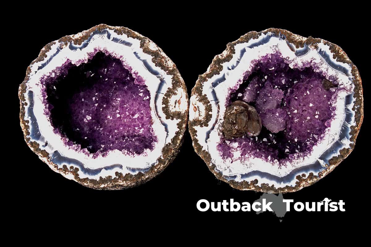 Brilliant purple cracked geode